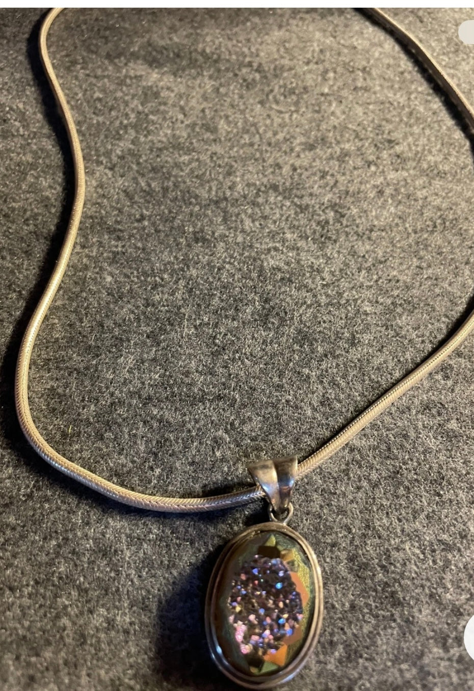Druzy Quartz pendant with sterling (925) Necklace